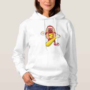 Hotdog bij honkbal met honkbalknuppel hoodie