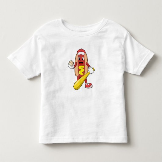 Hotdog bij honkbal met honkbalknuppel kinder shirts (Voorkant)