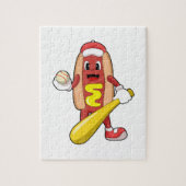 Hotdog bij honkbal met honkbalknuppel legpuzzel (Verticaal)