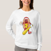 Hotdog bij honkbal met honkbalknuppel t-shirt (Voorkant)