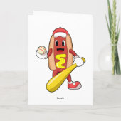 Hotdog bij honkbal met honknuppel kaart (Achterkant)