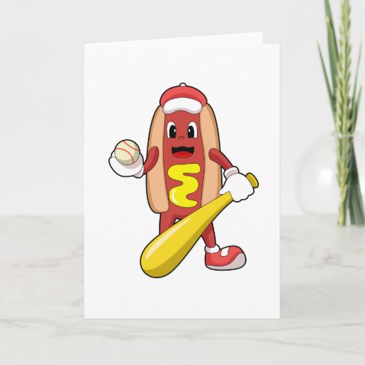 Hotdog bij honkbal met honknuppel kaart (Voorkant)