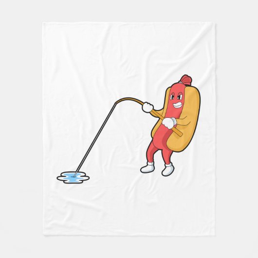 Hotdog bij Vissen met Hengel Fleece Deken (Voorkant)