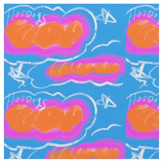 Hotdog blue,Pink,orange Stof (Close Up)