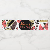 Hotdog Burger Doodle BBQ Birthday Patroon Waterfles Etiket (Enkel label)