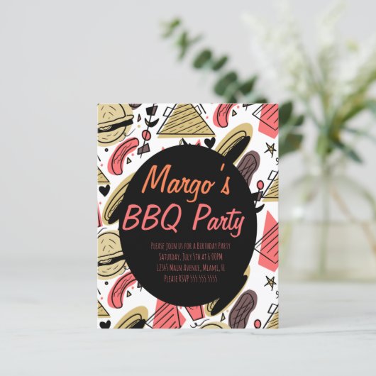 Hotdog Burger Doodle BBQ Birthday Pattern Flyers (Staand voorkant)