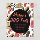 Hotdog Burger Doodle BBQ Birthday Pattern Flyers (Voorkant)