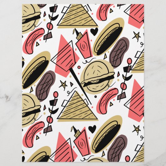 Hotdog Burger Doodle BBQ Birthday Pattern Flyers (Achterkant)
