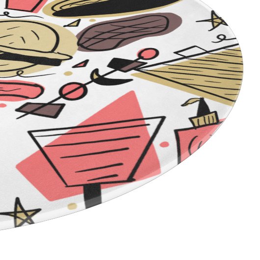 Hotdog Burger Doodle BBQ Birthday Pattern Pl Snijplank (Hoek)