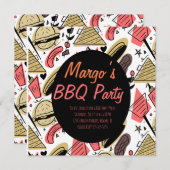 Hotdog Burger Doodle BBQ Birthday Pattern Postcar (Voorkant / Achterkant)