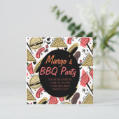 Hotdog Burger Doodle BBQ Birthday Pattern Postcar (Staand voorkant)