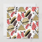 Hotdog Burger Doodle BBQ Birthday Pattern Postcar (Achterkant)