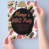 Hotdog Burger Doodle BBQ Verjaardag Patroon Flyers (Hand)