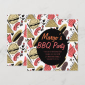 Hotdog Burger Doodle BBQ Verjaardagspatroon Ansic (Voorkant / Achterkant)