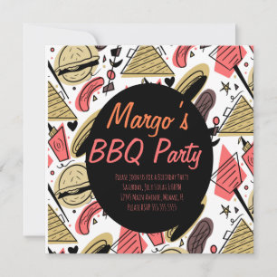 Hotdog Burger Doodle BBQ Verjaardagspatroon Ansic