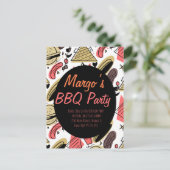 Hotdog Burger Doodle BBQ Verjaardagspatroon  Briefkaart (Staand voorkant)