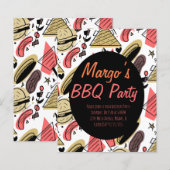 Hotdog Burger Doodle BBQ Verjaardagspatroon Flyers (Voorkant / Achterkant)