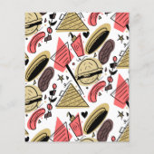 Hotdog Burger Doodle BBQ Verjaardagspatroon Flyers (Achterkant)