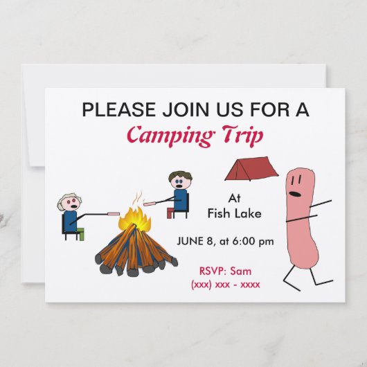 Hotdog Camping-reisuitnodiging Kaart (Voorkant)