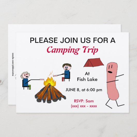 Hotdog Camping-reisuitnodiging Kaart (Voorkant / Achterkant)