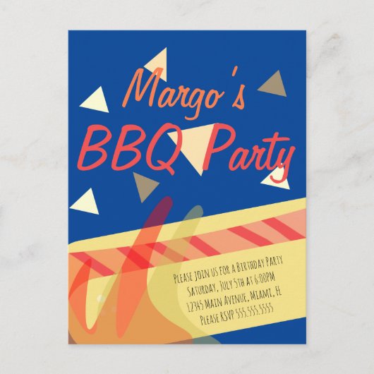 Hotdog Cookout BBQ Birthday Confetti Invitation Briefkaart (Voorkant)