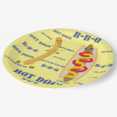 hotdog dolle cartoon papieren bordje (Gekanteld)