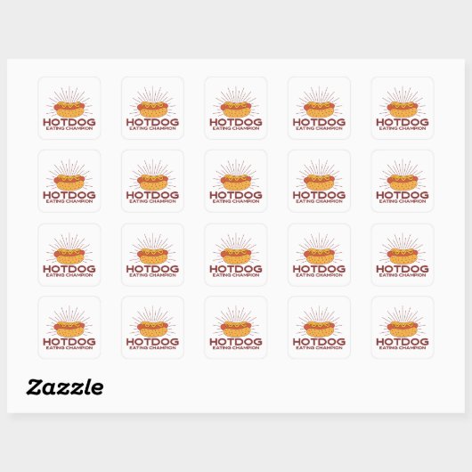 Hotdog Eating Champion Vierkante Sticker (Vel)