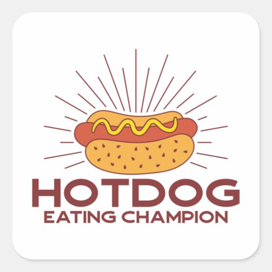 Hotdog Eating Champion Vierkante Sticker (Voorkant)