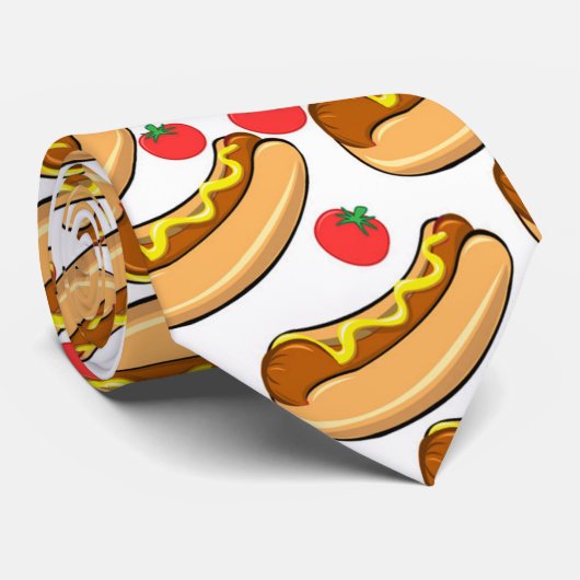 Hotdog en Tomato Stropdas (Opgerold)