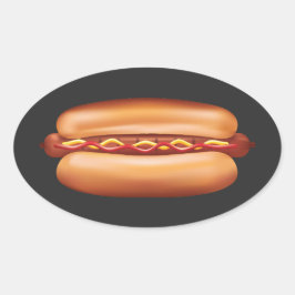 Hotdog Fast Food Illustratie Ovale Sticker
