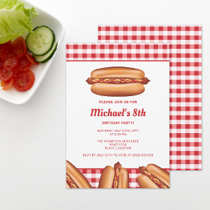 Hotdog Fast Food Illustratie Verjaardagsfeestje Kaart