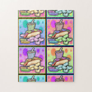 Hotdog Fast Food Pop Art Puzzel