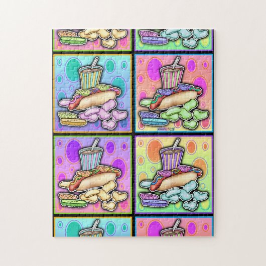 Hotdog Fast Food Pop Art Puzzel (Verticaal)