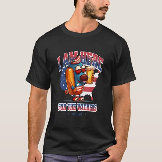 Hotdog Funny Wiener 4th of July Patriotic T-shirt (Voorkant)