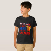 Hotdog hier voor de worst grappige vierde juli t-shirt (Voorkant volledig)