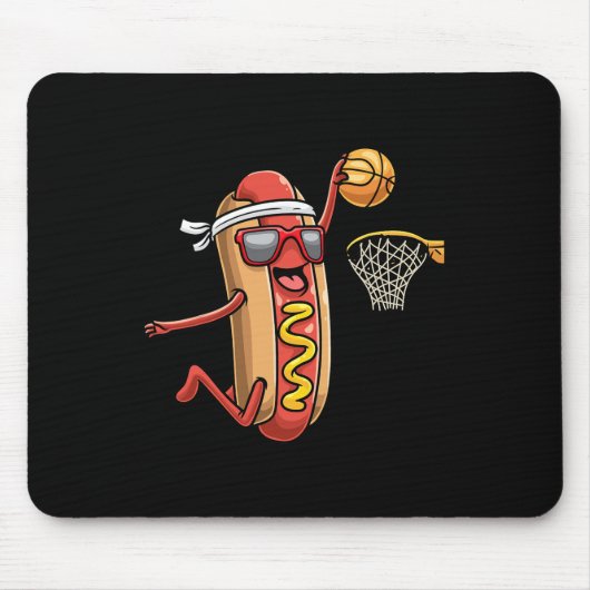 Hotdog in broodje spelen basketbal sport plan muismat (Voorkant)