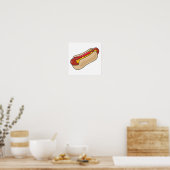 hotdog in bun met ketchup en mosterdgrafische kaar poster (Keuken)