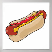 hotdog in bun met ketchup en mosterdgrafische kaar poster (Voorkant)