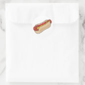 hotdog in bun met ketchup en mosterdgrafische kaar ronde sticker (Tas)