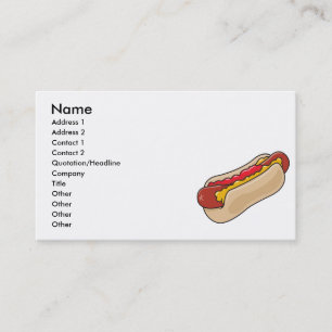 hotdog in bun met ketchup en mosterdgrafische kaar visitekaartje