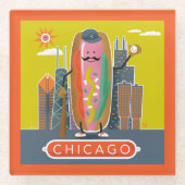 Hotdog in Chicago-stijl Glazen Onderzetter (Voorkant)