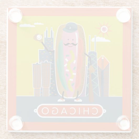 Hotdog in Chicago-stijl Glazen Onderzetter (Achterkant)