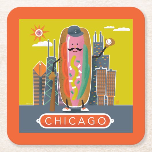 Hotdog in Chicago-stijl Kartonnen Onderzetters (Voorkant)