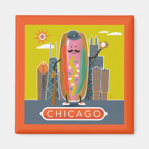 Hotdog in Chicago-stijl Magneet