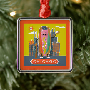 Hotdog in Chicago-stijl Metalen Ornament
