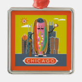 Hotdog in Chicago-stijl Metalen Ornament (Voorkant)