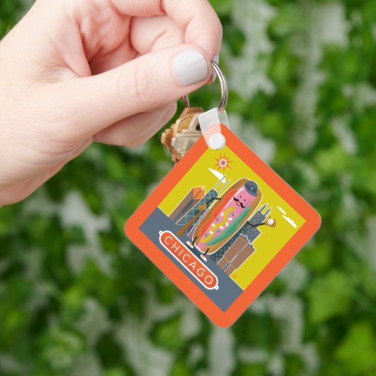 Hotdog in Chicago-stijl Sleutelhanger (Hand)