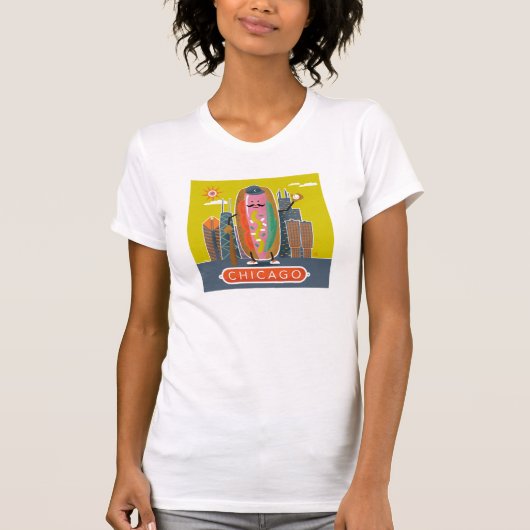Hotdog in Chicago-stijl T-shirt (Voorkant)