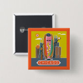 Hotdog in Chicago-stijl Vierkante Button 5,1 Cm (Voorkant /achterkant)