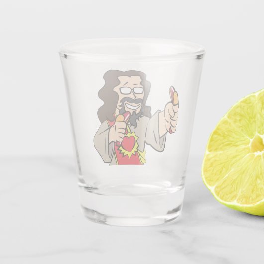 Hotdog Jesus Shot Glass Shot Glas (Achterkant)